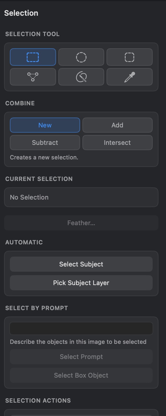 Selection inspector