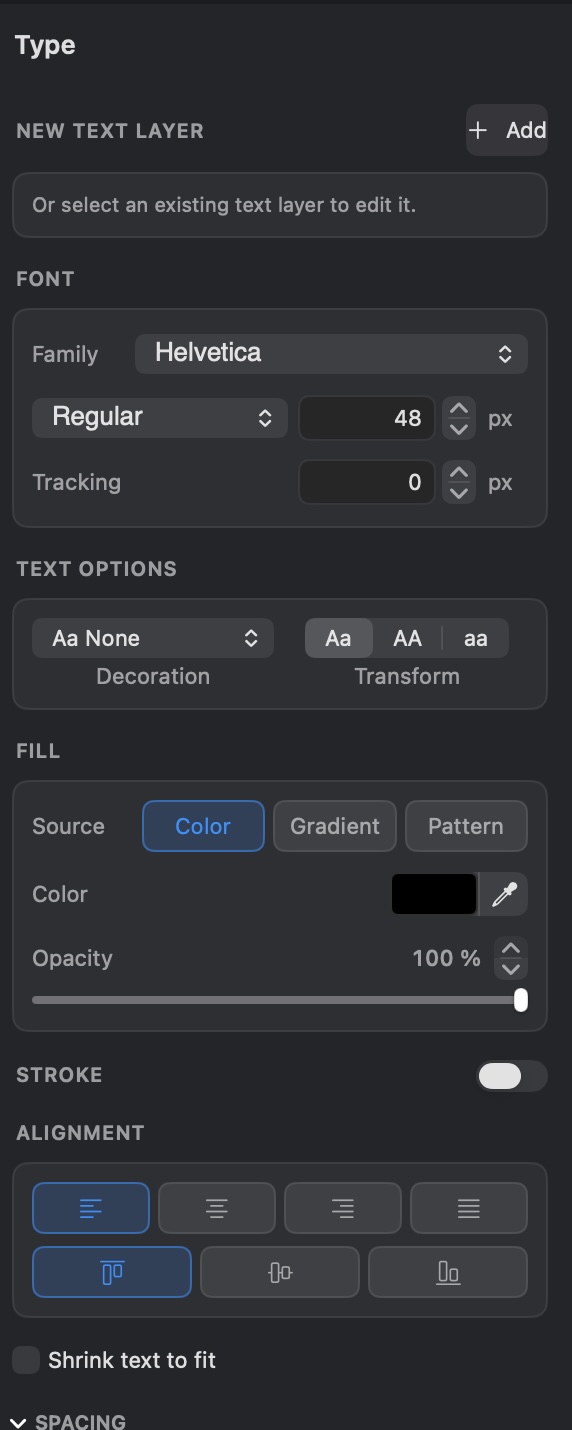 Text inspector